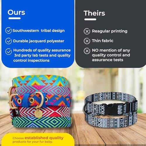 Blueberry Pet Southwestern Tribal Lozenges Stylish Green Adjustable Dog Collar with Metal Buckle, Neck 17-20.5", for Large Breed