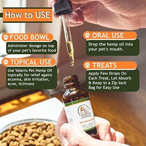 Valerio Pets Hemp Oil for Dogs and Cats - 1 Oz - Hemp Oil Drops with Omega Fatty Acids - Hip and Joint Support and Skin Health