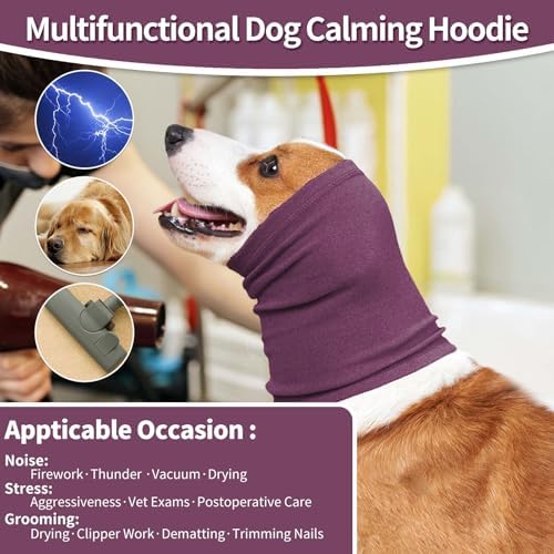 Nanaki Dog Calming Hoodie Ear Wraps for Dogs,Ear Protection for Fireworks | Ear Muffs Dog Warp Anxiety Relief, Dog Hematoma Wrap,Pet Head Protection Head Cover for Bath,Grooming and Force Drying,Storms