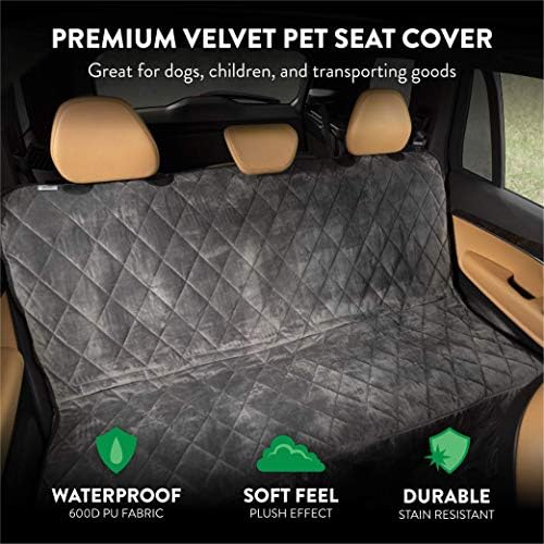Plush Paws Velvet Rear Seat Protector - X-Large London Grey, Hammock