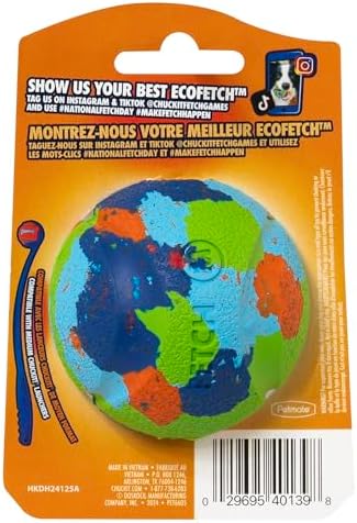 Chuckit! EcoFetch Fetch Ball Dog Toy, Medium (2.5 Inch Diameter) Pack of 1, for Breeds 20-60 lbs