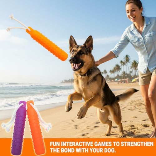 Dog Water Toys, 2 Pack Floating Bumper Fetch Toy Dummy | Interactive Retrieving Training Float Pet Rope Toy for Pool, Lake Outdoor Small Medium Large Dogs