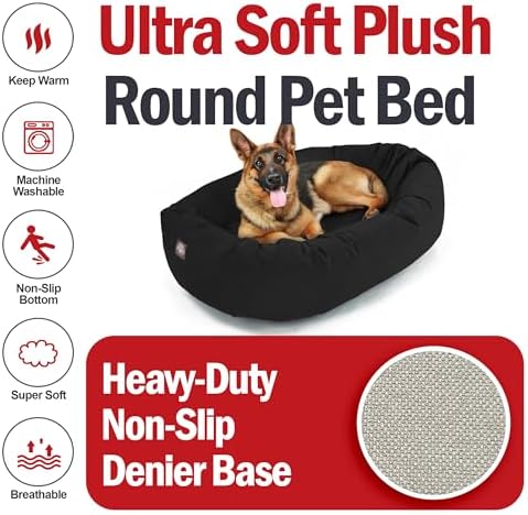 Majestic Pet Suede Calming Dog Bed, 52 Inch X-Large, Washable, Black