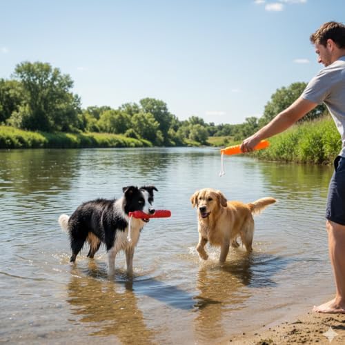 Dog Water Toys, 2 Pack Floating Bumper Fetch Toy Dummy | Interactive Retrieving Training Float Pet Rope Toy for Pool, Lake Outdoor Small Medium Large Dogs