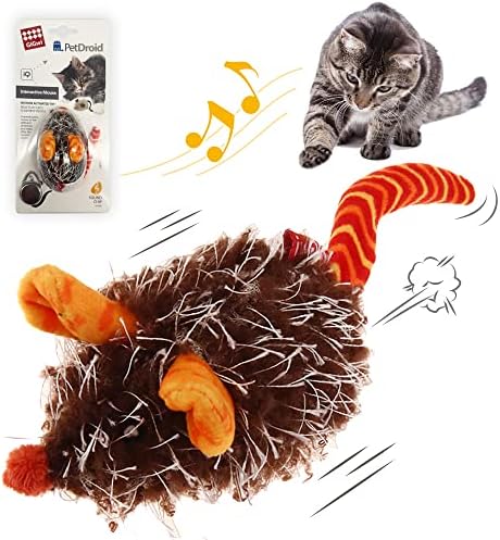 Gigwi Automatic Moving Cat Mouse Toy, Interactive Squeaky Toy for Cat Play | Electronic Cat Mice Toy with Furry Tail, Orange Color Motion-activated Cat Chase Toy, Great for Indoor &Outdoor Exercise Play