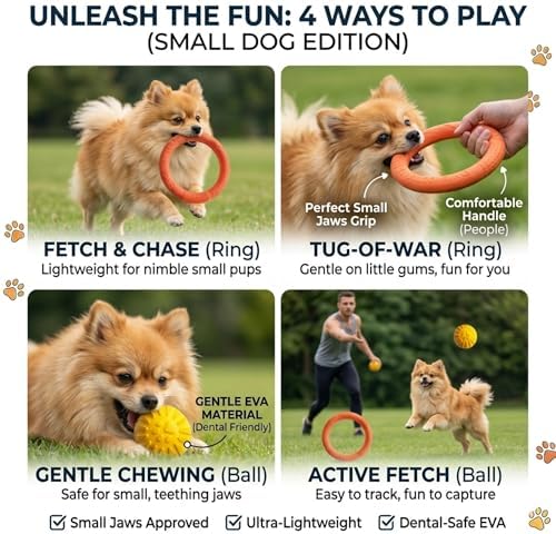 Small Dog Ball with Strap, Floating EVA, Orange