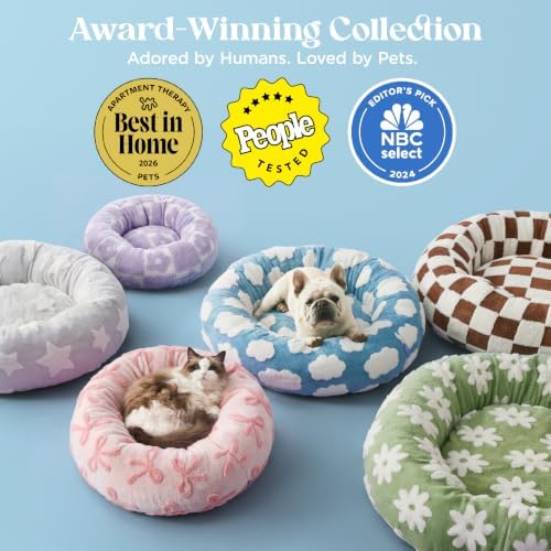 LE SURE Shown on TV Jacquard Donut Cute Cat Beds Indoor,Green 20x20x6in