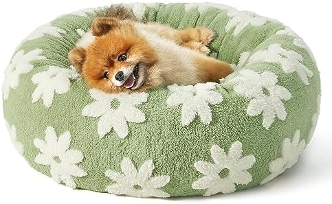 LE SURE Shown on TV Jacquard Donut Cute Small Dog Beds，Green 23x23x7in