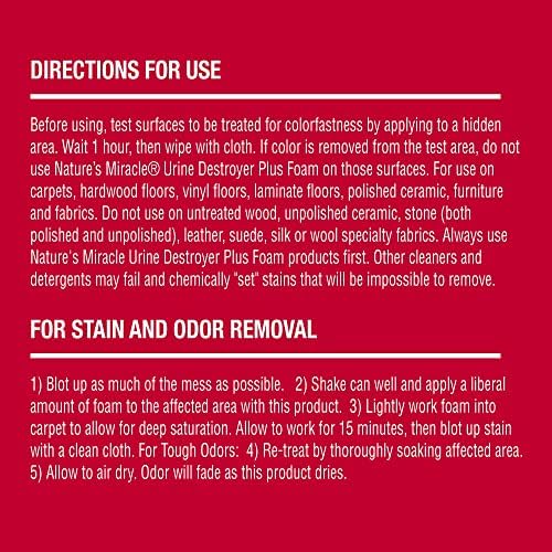 Nature's Miracle Dog Urine Destroyer Plus Foam, Enzymatic Cleaner, 17.5 oz