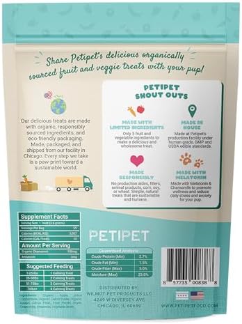 Petipet Calming Chews for Dogs, Melatonin, Chamomile, Small