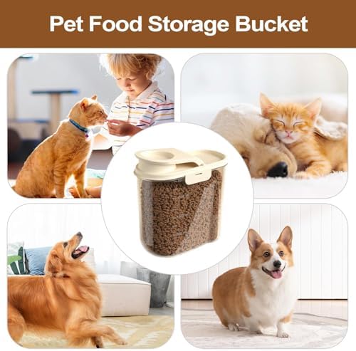 Dog Food Storage 2L Airtight Anti-Moisture Dust-Proof, 2L, Khaki
