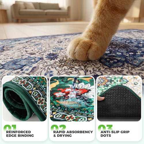 Hompet Cat Litter Mat 2 Pack, 36x60 Large Machine Washable Trapping Mats for Cats, Super Absorbent & Urine-Proof Cat Litter Box Mat for Floor, Waterproof & Non Slip Kitty Litter Rug