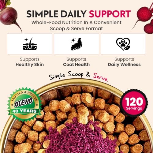 Olewo Red Beets Granular Dog Food Topper – Skin & Coat Support, 22 oz
