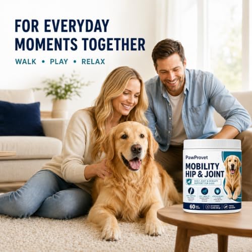 Mobility Hip and Joint, Hip and Joint Chews for Dogs with Glucosamine, Chondroitin, Msm, Green-Lipped Mussel, Daily Mobility Support for All Breeds, 60 Soft Chews