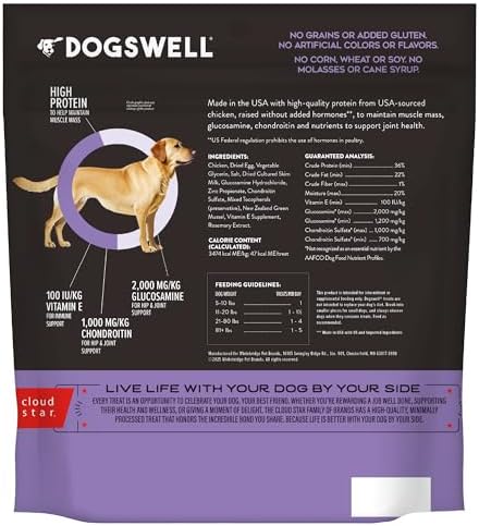 DOGSWELL Hip & Joint Soft Strips Dog Treats, Chicken, 20 oz. Pouch