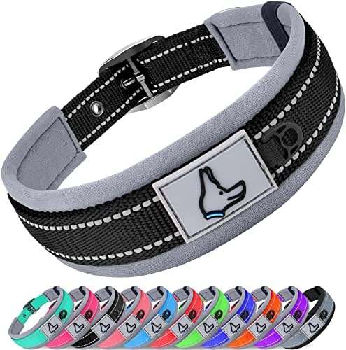 Joytale Reflective Dog Collar for Medium Dogs with Wide Padding, Black