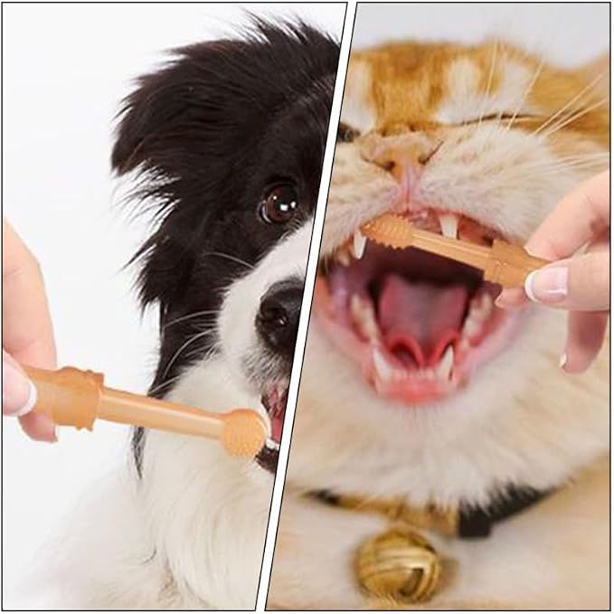 Abaodam PET Toothbrush Set for Dogs and Cats Portable Silicone Toothbrushes with Plaque Removal Features for Oral Care
