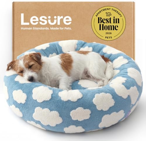 LE SURE Shown on TV Jacquard Donut Cute Small Dog Beds,Blue 27x27x8in