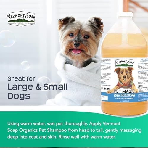 VERMONT SOAP Organic Pet Shampoo, Unscented Natural Dog Shampoo, 64 oz