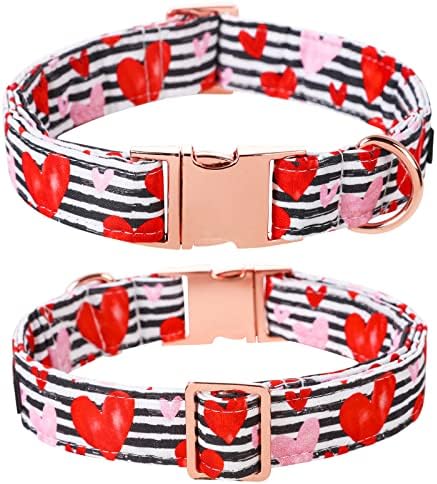 Lionet Paws Valentines Dog Collar with Bowtie, Dog Sailor Bow Collar with Metal Buckle for Dogs, Adjustable Comfortable Dogs Collars Girl, XL, Neck 16-26 in