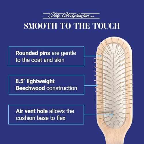 Chris Christensen 20 mm Oblong Pin Dog Brush, Stainless Steel, Brown
