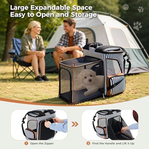 Lekereise Large Cat Backpack Carrier, Expandable, Up to 18 lbs, Striped