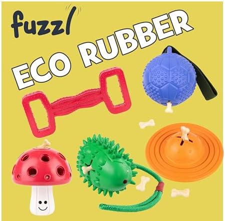 Fuzzl Eco Rubber Chuck & Treat Sky Saucer - Blue - Long Lasting Dog Chew Toys for Aggressive Chewers Strong Dog Toy for Dogs Durable Puppy Toys