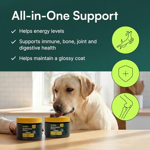 Wuffes Multivitamin Chews for Dogs, 30 ct | Supplement for Every Day Vitality. For All Breed Sizes. Made with 23 Essential Vitamins & Minerals. 3 Months+. Pork Flavor.