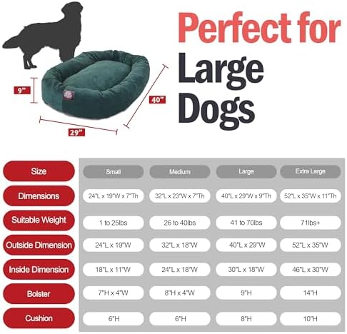 Majestic Pet Micro Velvet Dog Bed, 40 Inch Large, Round, Washable, Marine
