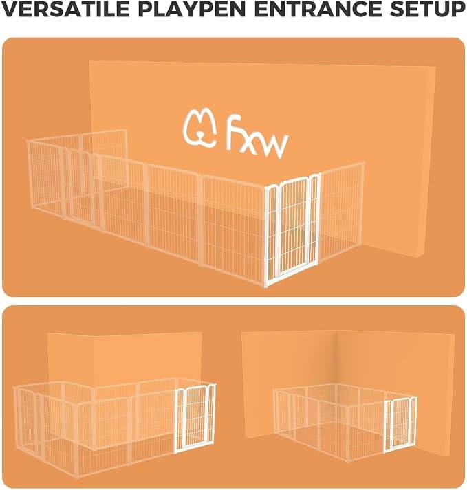 FXW Homeplus Unleashed Dog Playpen Designed for Indoor Use, 1 Add-on Gate, 32" Height for Small and Medium Dogs, White│Patented