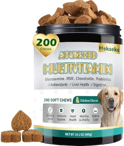 Advanced 24-in-1 Multivitamin Chews for Dogs - 200 Soft Vitamin Supplement | All-in-One Vitamins, Supports Skin Coat, Itch Relief, Joints, Gut Health, 12 Essential Vitamins, Treats, with Omega-3