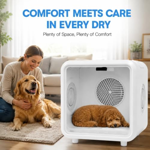 Fenbeli Pet Dryer Box for Cats and Small Dogs, 75L Extra-Large Quiet Pet Drying Room with Smart App Control, 360° Airflow, Adjustable Temperature & Time, Spacious Grooming Dryer for Home Use