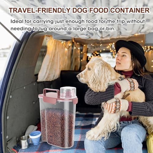 TBMax Portable Dog Food Storage Container 5 to 7 Lbs, 7 Lbs, Dusty Rose