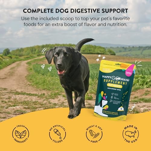 Dog Gut Health Probiotics Supplement | Improves Digestive Health and Immune System Support for Dogs and Puppies | All Natural Ingredients Tasty Kibble Dog Food Topper | 60 Count Pack