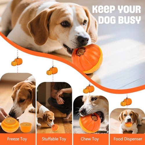 Interactive Dog Toy, 2 in 1 Frozen Treat Toys and Dog Food Dispenser Ball Toys for Training, Reducing Anxiety, Relieving Boredom, Keep Cooling, Large Dogs Chew Puzzle Toy for Medium Large Dogs