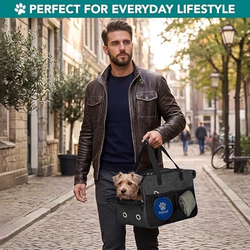 PetAmi Small Dog Purse Carrier with Pockets, Airline Approved, Charcoal