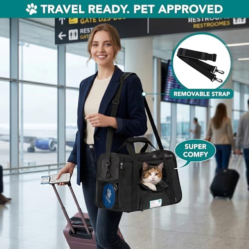 PetAmi Airline Approved Pet Carrier, Cats & Small Dogs, Small, Black