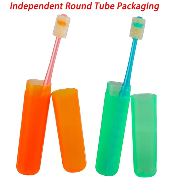 DQITJ 4 Pcs 360-Degree Small Dog and Cat Soft Toothbrush Soft Silicone Deep Pet Teeth Cleaning Kit (Colors May Vary)