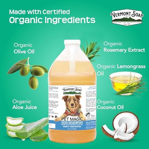 VERMONT SOAP Organic Pet Shampoo, Unscented Natural Dog Shampoo, 64 oz