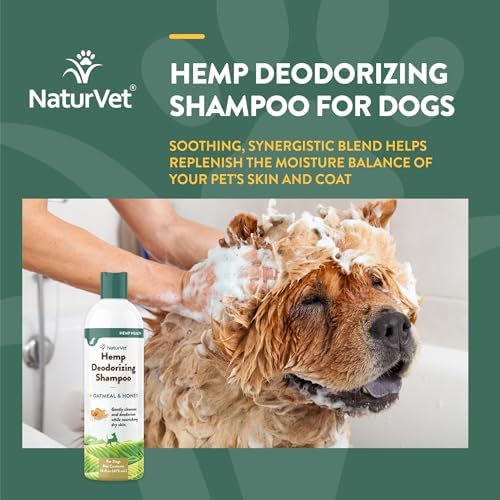 NaturVet Hemp Deodorizing Shampoo for Dogs - Plus Oatmeal & Honey – 16 oz