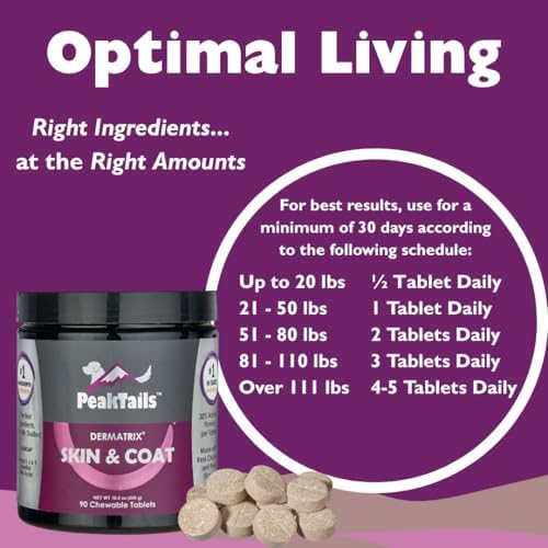 KALA HEALTH PeakTails Skin & Coat Supplement for Dogs, 90 Count