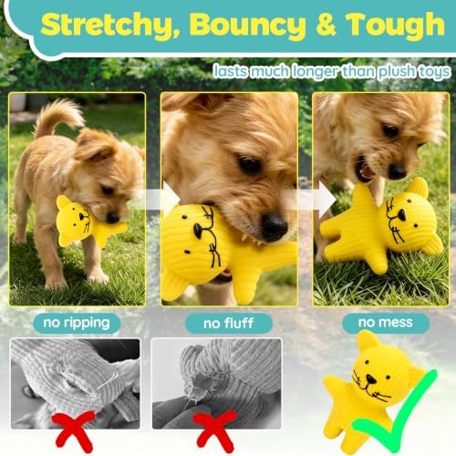 LECHONG Dog Squeaky Toys 5 Pack Latex Dog Toys for Small Dogs – Squeaky Squeeze Toys, Puppy Teething Chew Toys, Soft Rubber Pet Toys, 4.7” Cute Farm Animal Set (Cow, Rabbit, Cat, Pig, Rooster)