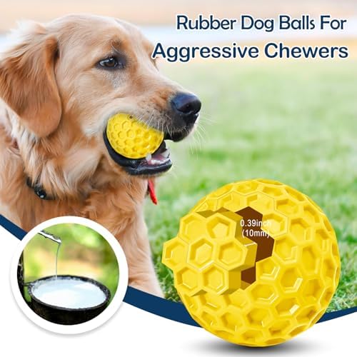 2 Pack Indestructible Squeaky Dog Balls for Aggressive Chewers, Interactive Dog Toys for Teething, Relieving Anxiety. Chew Toy for Large, Medium Breeds, Outdoor Rubber Balls.