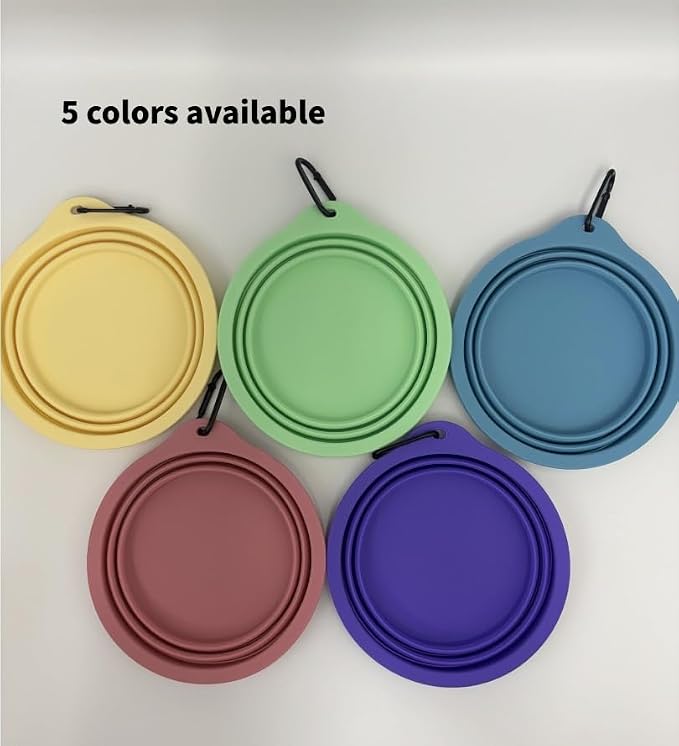 Collapsible Travel Pet Bowl with Carabiner, Yellow