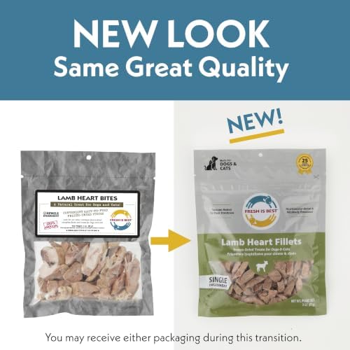 Fresh Is Best Lamb Heart Bites Freeze Dried Dog Treats – Raw Freeze Dried Treats for Dogs & Cats in Resealable Zipper Bag – High-Protein Single Ingredient – Made in the USA