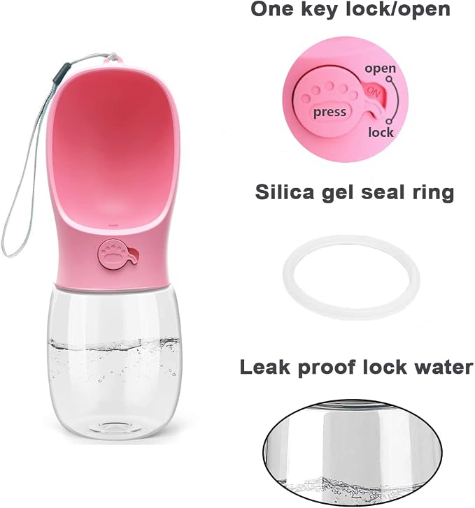 Kalimdor Dog Water Bottle, 12oz, Pink
