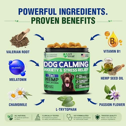 Hemp Calming Chews for Dogs, Melatonin, 120 Chews