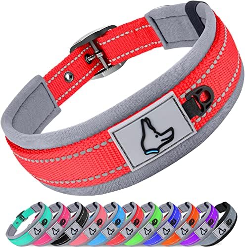 Joytale Reflective Dog Collar for XLarge Dogs with Wide Padding, Red