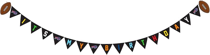 NFL Buffalo Bills Dog Birthday Party Set 9pcs with 1 Football Bandana Small/Medium, 1 Banner, 1 Birthday Cake Toy & 6 B-Day Balloons, Dog Birthday Set, Costume, Fun Doggie Pawty Accesories