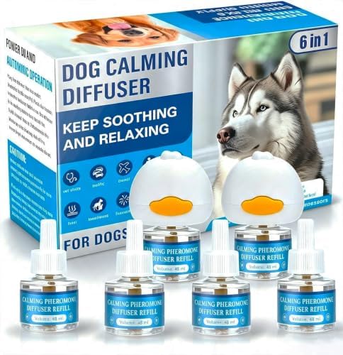 Dog Calming Pheromones Diffuser 6 in 1 Kit Appeasing Pheromone Diffuser to Calm (2, 4-Pack, 6 in